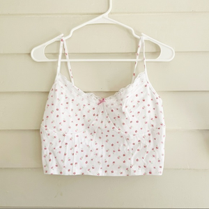 Pacsun white and pink flower crop top new‎